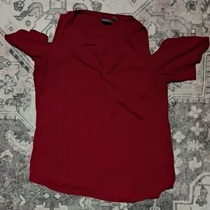 New York and Company Rich Red Blouse